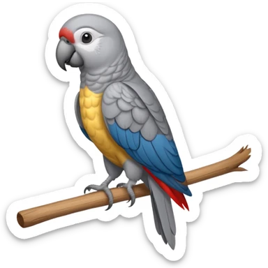 gray parrot on stick sticker