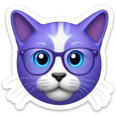 Purple cat with blue glasses sticker