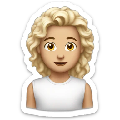 joven pelo rubio piel blanca y cabra café sticker