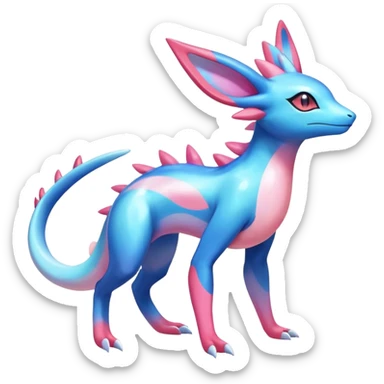 Colorful Shiny Exotic Amaura-Salandit-Aurorus-Sylveon-Fakémon-hybrid-creature (full body)  sticker