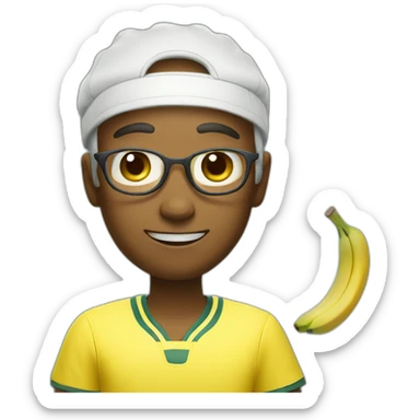 kawaii cute banana tennis player sticker