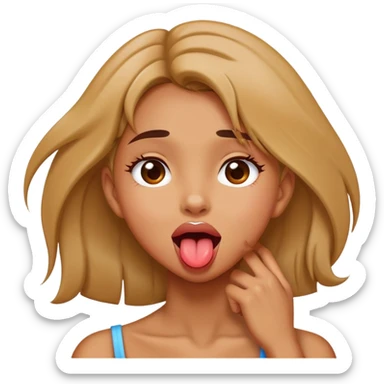 Girl grabbing her neck with tounge out sticker