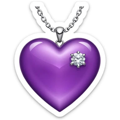 purple heart with diamond chain around it sticker