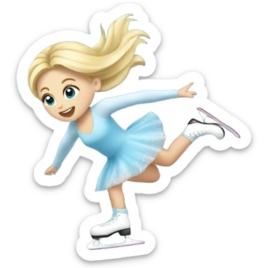 Blonde girl falling ice skating sticker