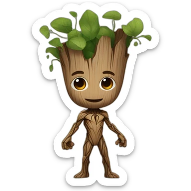 Groot faisant un bisous à spider man  sticker