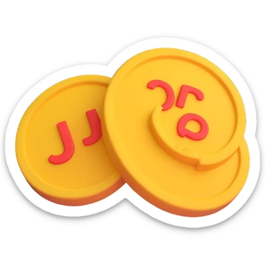 Add the letters 'JP' on the foam rubber coin, keeping the soft 3D emoji style, with no background. sticker