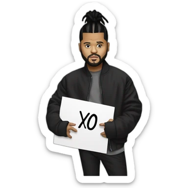 the weeknd holding sign with xo sticker