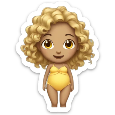 adorable pregnant  full body  with beach-wave-hair sticker