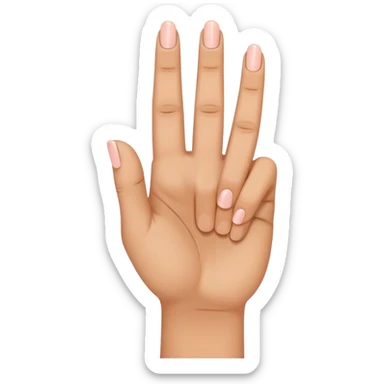 Hand with thumb, index finger, ring finger and pinky held up, middle finger down sticker