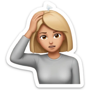 A woman hitting her head on a wall sticker