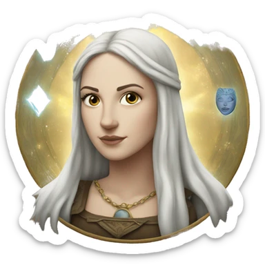 white girl and tarot card with corwn on had sticker