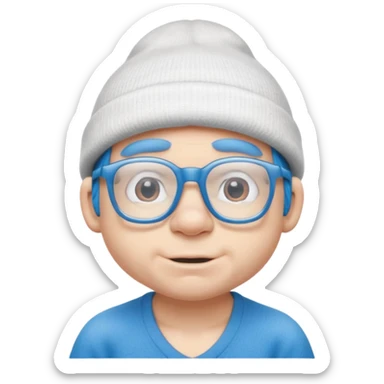 smurf with glasses white beanie no shirt sticker