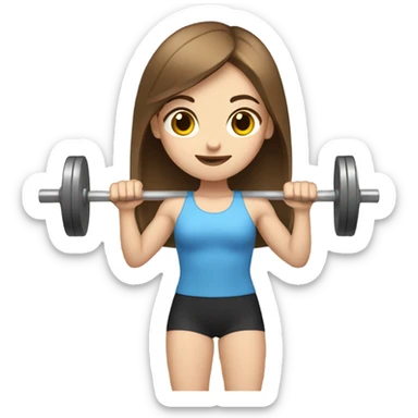 Pale girl with brown hair lifting weights sticker
