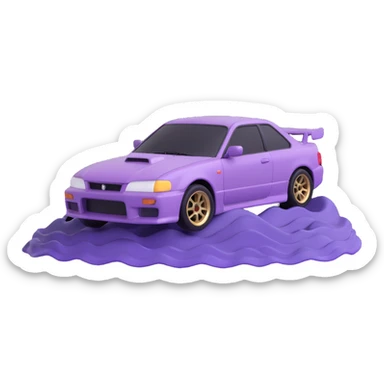 japanese purple wave phonk car drifting sticker