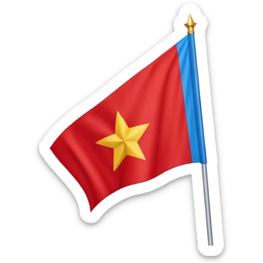 Bandeira vermelha, com uma faixa branca na diagonal, e uma estrela azul no meio sticker