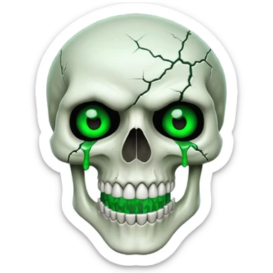 Bleeding skull with glowing green eyes and a sinister smile sticker