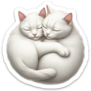 Two white cats sleeping and hugging each other  sticker