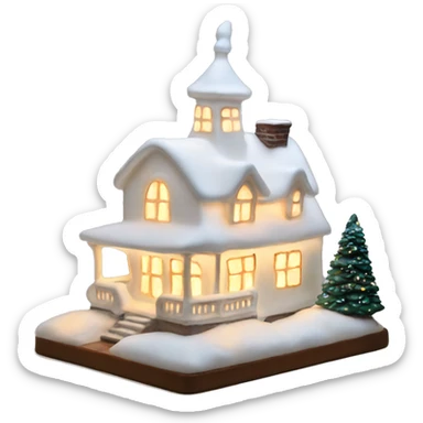 Lit up white porcelain Christmas house sticker