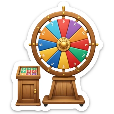 wheel of fortune, large, at booth sticker