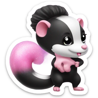 Pink ombre skunk blowing out a fart with glitter  sticker