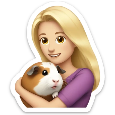 Blonde Woman hugging a guineapig sticker