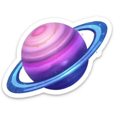 sparkly glittery blue purple and pink glitter planet with cheesy saturn ring sticker