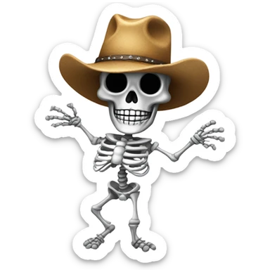 Dancing skeleton in cowboy hat sticker