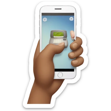 a hand holding a phone taking a picture sticker