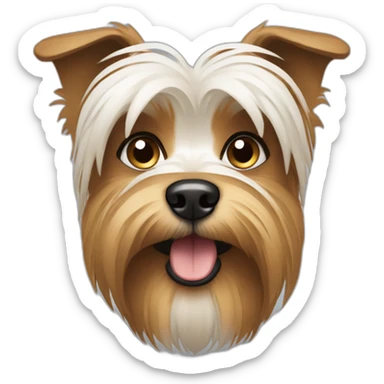 An unhappy brown,white and black Yorkshire Terrier emote sticker
