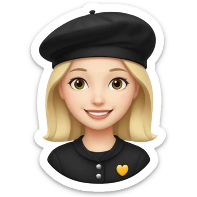 girl with a black beret, smiling sticker