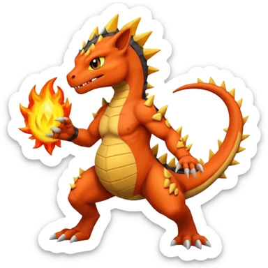 Fiery bony pregnant Charmeleon-Zeraora-Salandit-fusion sticker
