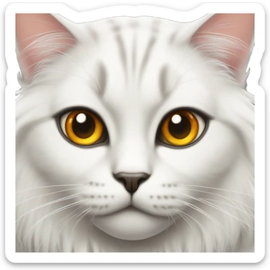 White hair Exotic cat with amber eyes sticker