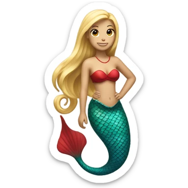 Pretty detailed mermaid with red tail and blonde ponytail  sticker