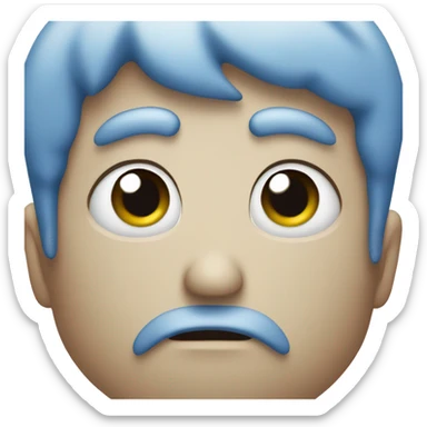 Blue Freezing face with bored face sticker