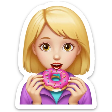 girl eating donuts sticker
