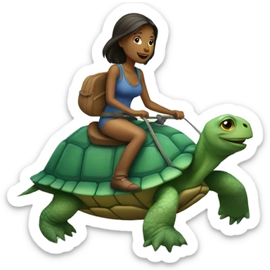 Woman riding turtle sticker