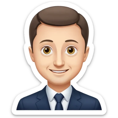 vladimir zelensky simple round face big expressive eyes smiling sticker