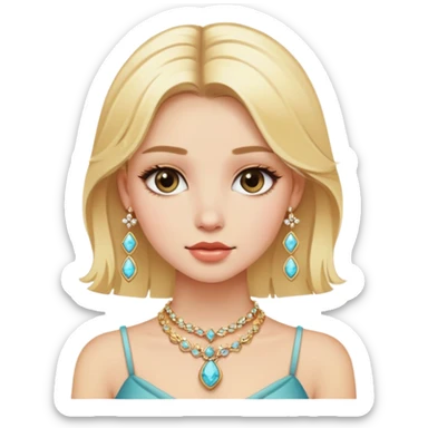 blonde girl portrait with jewelry, Aesthetic  sticker