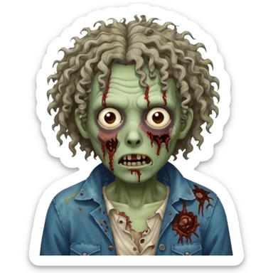 curly haired zombie sticker
