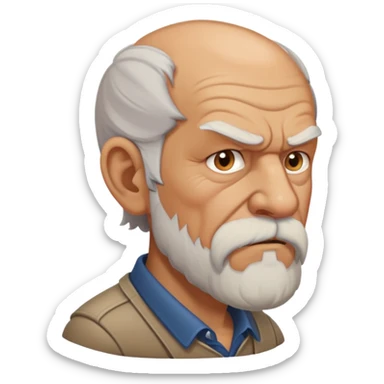 old angry man with facial hair in profile view sticker