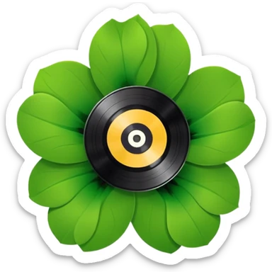 Vinyl record with a flower green point inside sticker