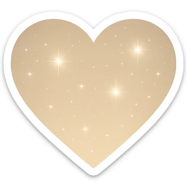 Modify the heart with a night sky gradient to beige night theme with a beige gradient, more stars, and a soft glow. Remove the background entirely  sticker