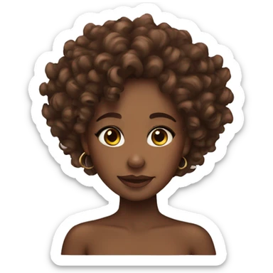 Brown skin girl curly brown hair sticker