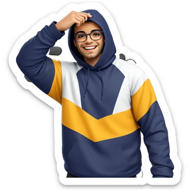 smiling boy with glasses sticker
