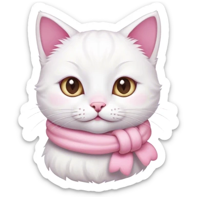 a cute white cat with pink bundle sticker