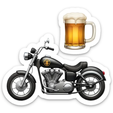 We're creating a quiz for a New Year's Eve team. The idea is that people have to guess which emoji belongs to which person from three emojis. Now it's up to you to make one whole emoji from the following three emojis.  🏍🎸🍻 sticker