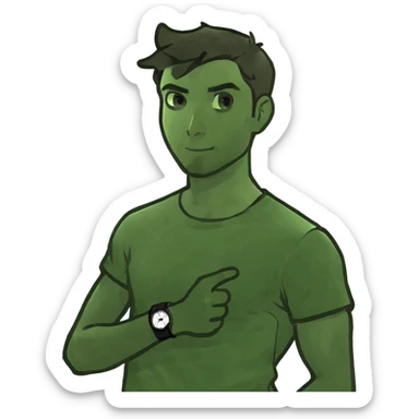 Guy with stubble with green eyes and short brunette hair sticker