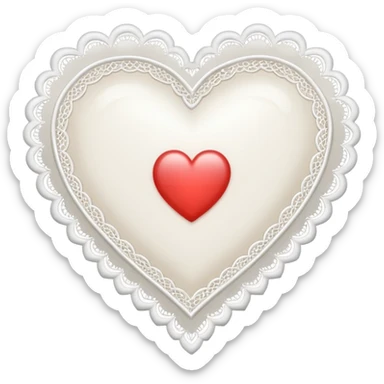 white heart with a lace border sticker