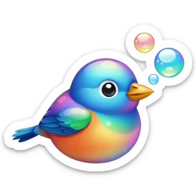 bird blowing bubbles sticker