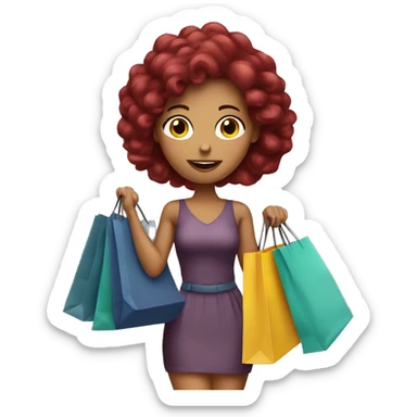 Burgundy haired girl, shopaholic, carrying a lot of shopping bags sticker